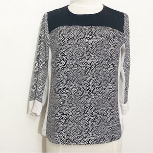 CYNTHIA ROWLEY mixed media color blocked silky woven polyester zip back top S